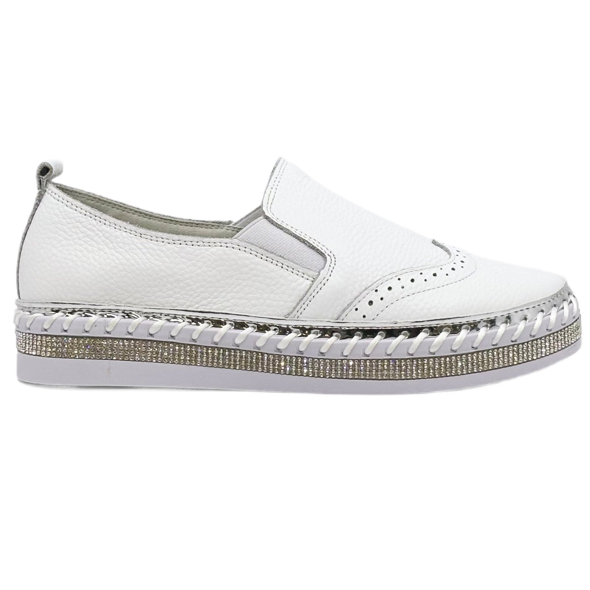 Crown Leather Bling Sneakers