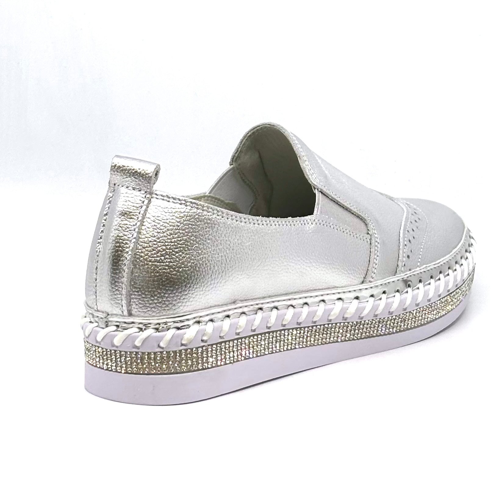 Crown Leather Bling Sneakers