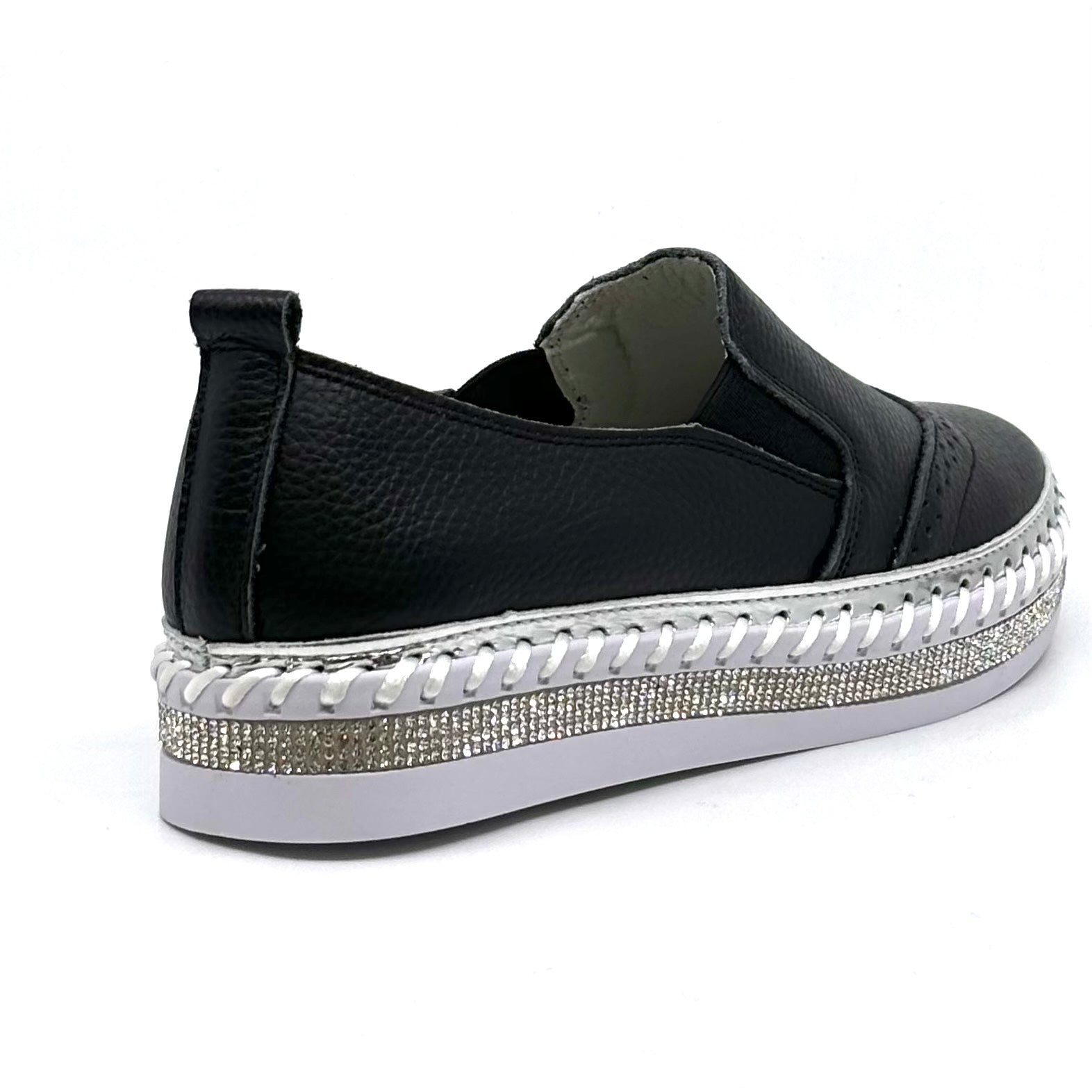 Crown Leather Bling Sneakers