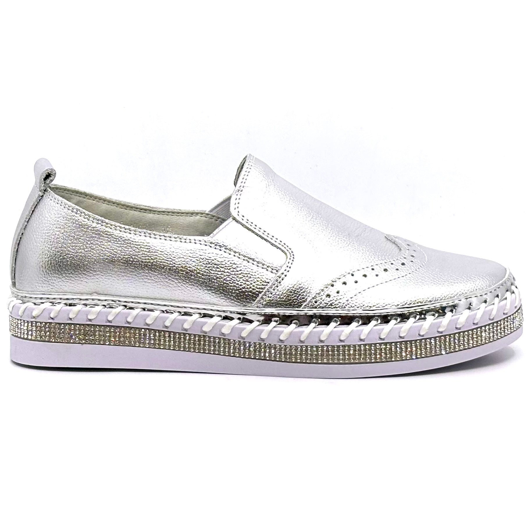 Crown Leather Bling Sneakers