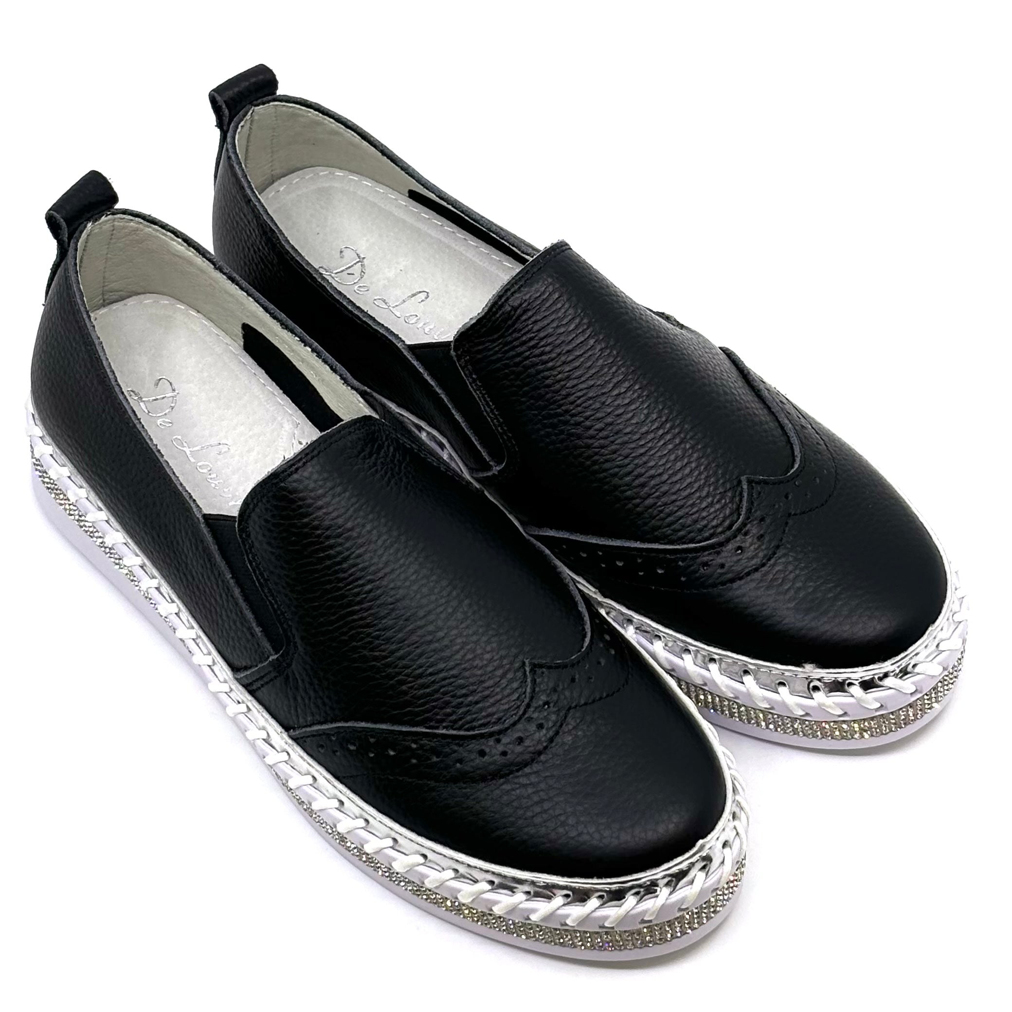 Crown Leather Bling Sneakers