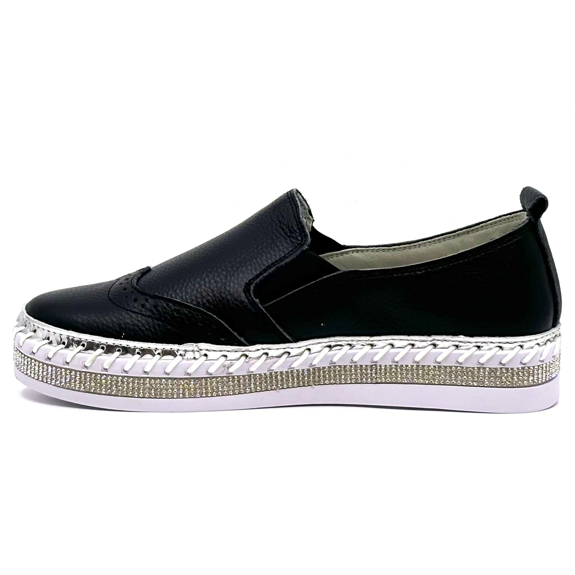 Crown Leather Bling Sneakers