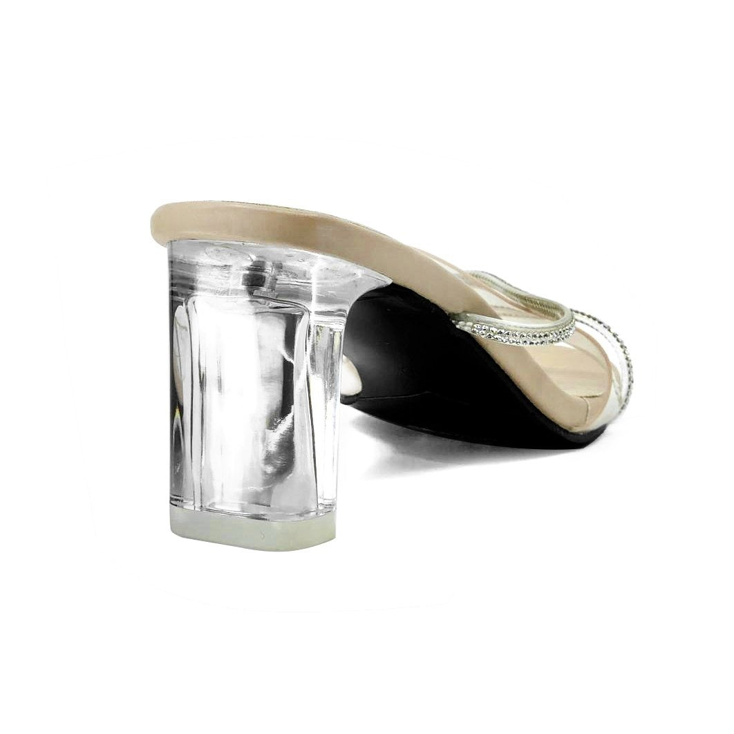 Amory Heel Sandals in Clear De Louvre Shoes