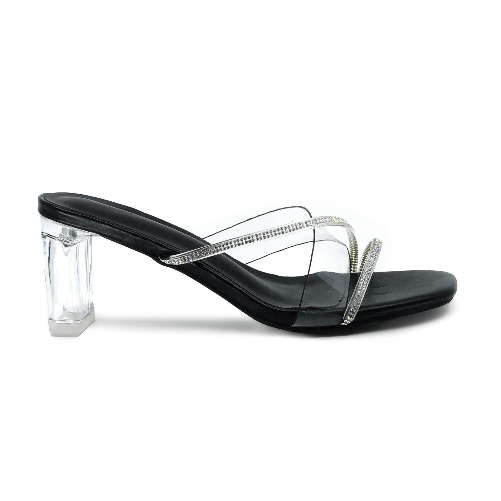 Amory Heel Sandals in Clear De Louvre Shoes