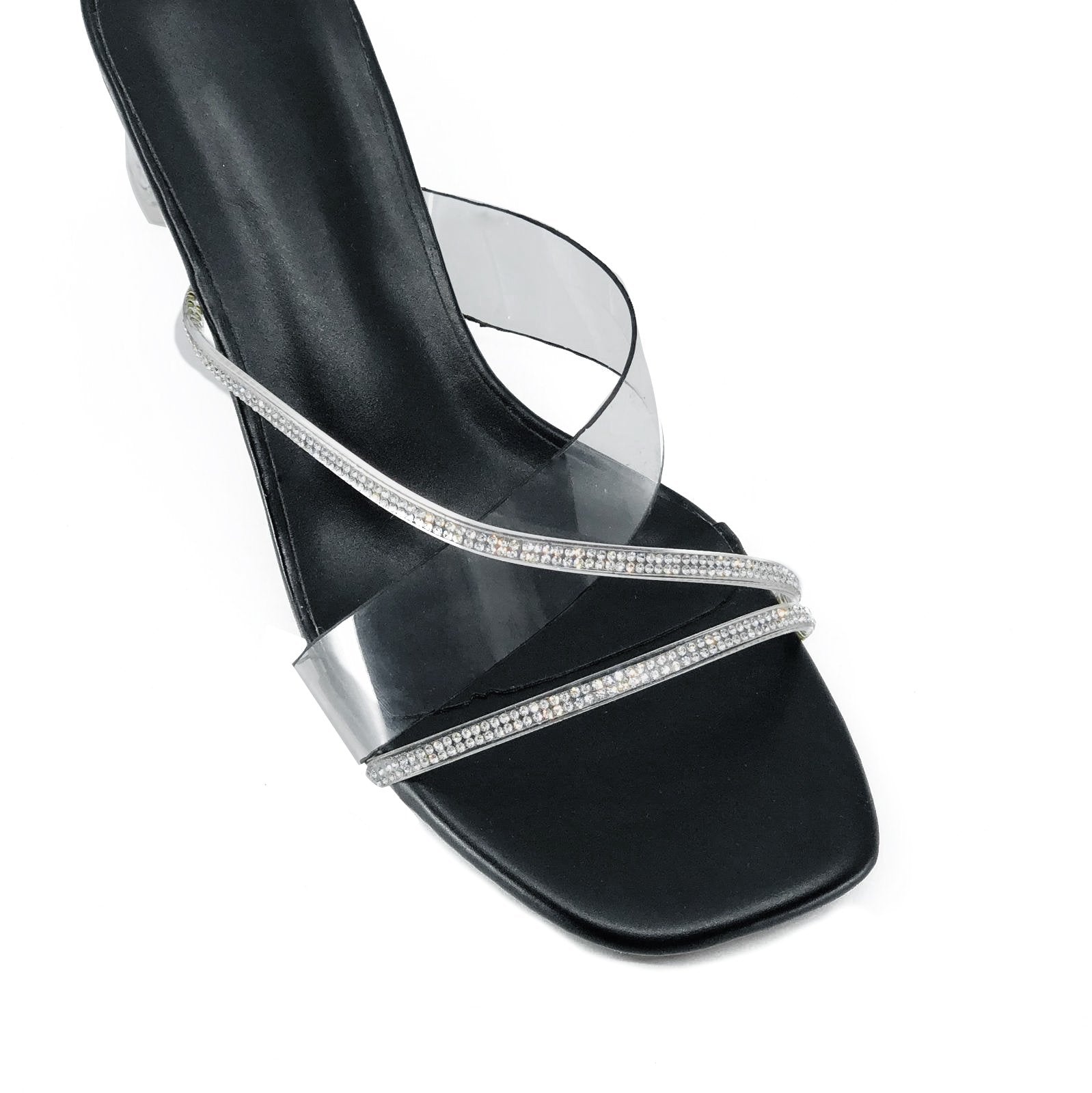 Amory Heel Sandals in Clear De Louvre Shoes