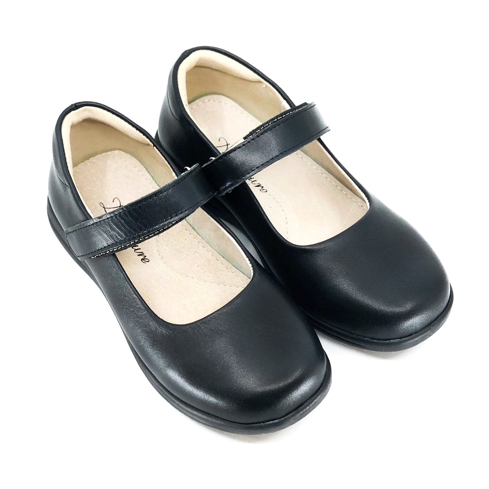 Barton Velcro Strap Leather School Shoes De Louvre Shoes
