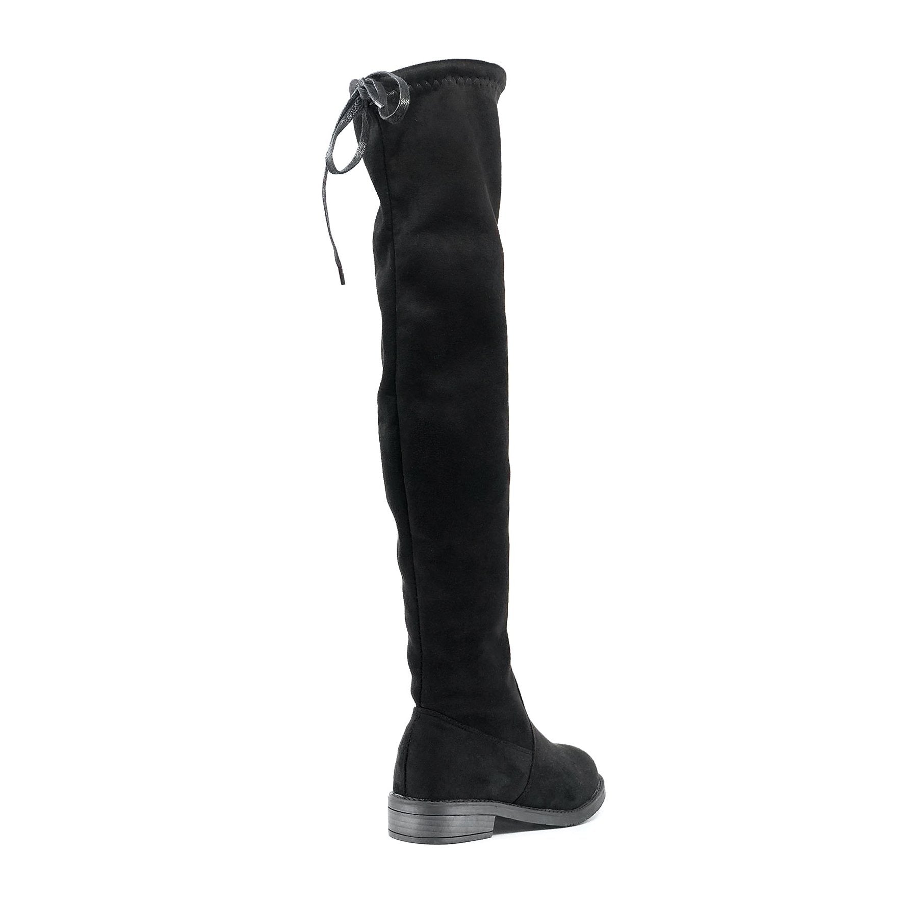 Desire Elle - Black Flat Over The Knee Boot De Louvre Shoes
