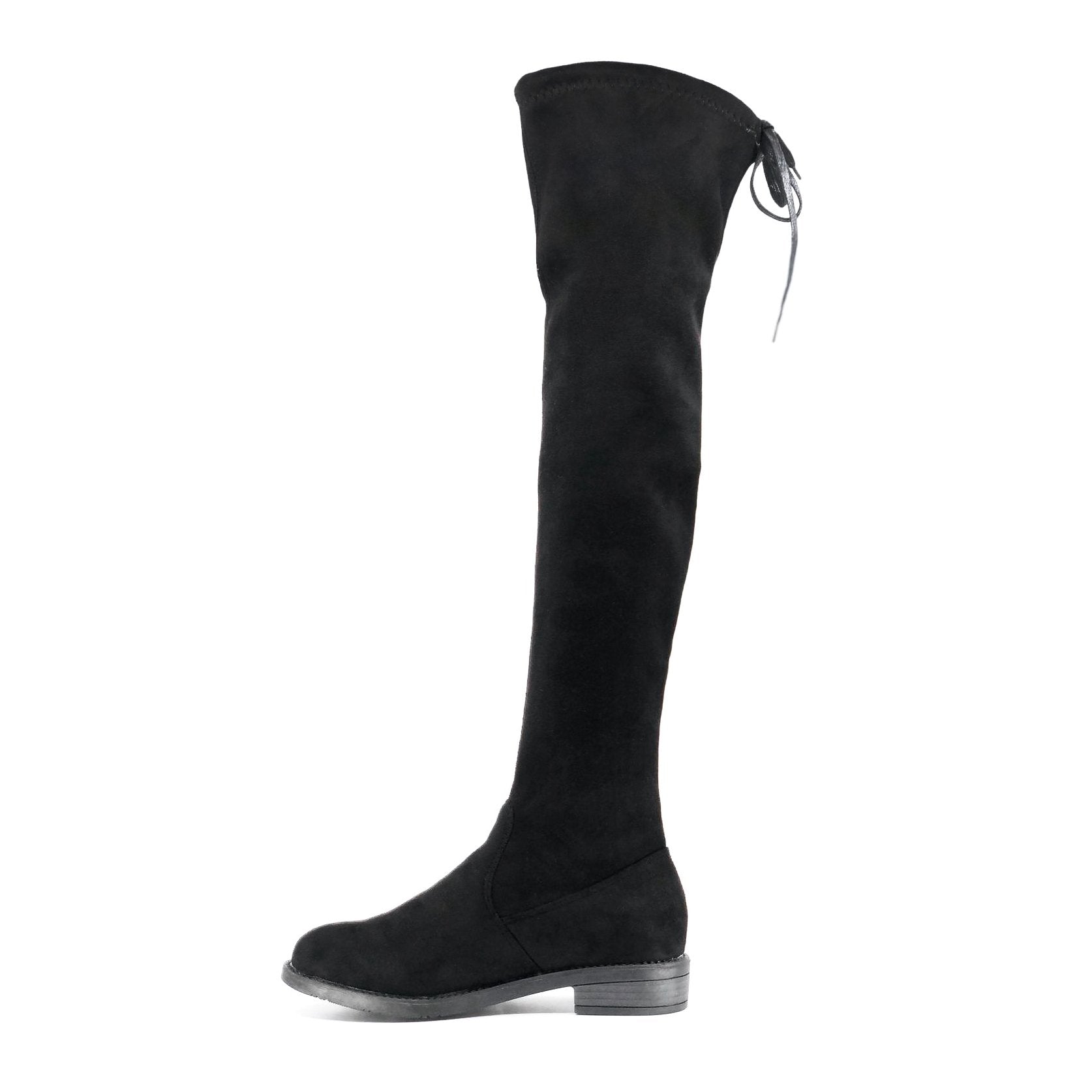 Desire Elle - Black Flat Over The Knee Boot De Louvre Shoes