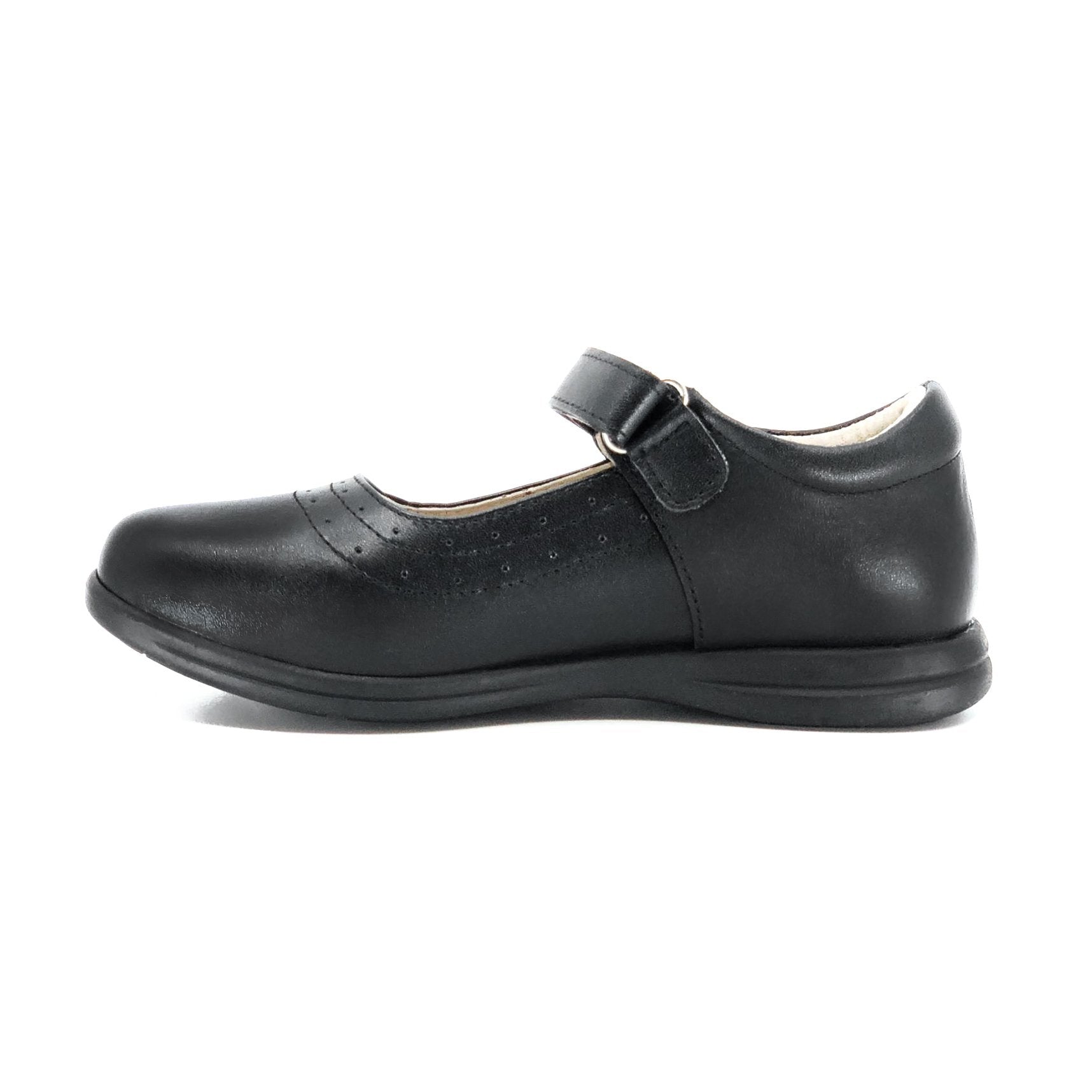 Mary Velcro Strap Leather School Shoes De Louvre Shoes