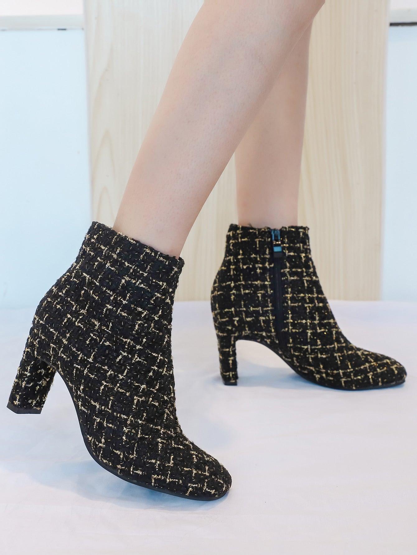 Plaid CC Boots De Louvre Shoes