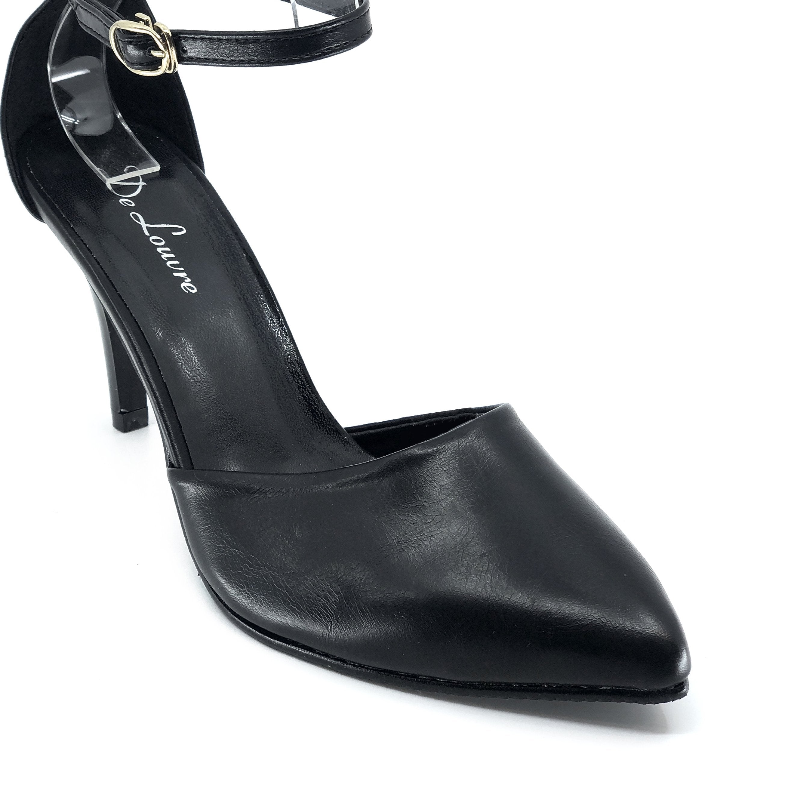 Point Toe Faux Ankle Strap Stiletto Heels De Louvre Shoes