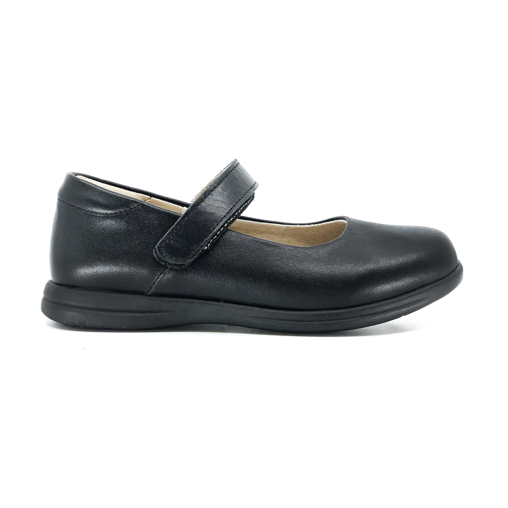 Barton Velcro Strap Leather School Shoes De Louvre Shoes