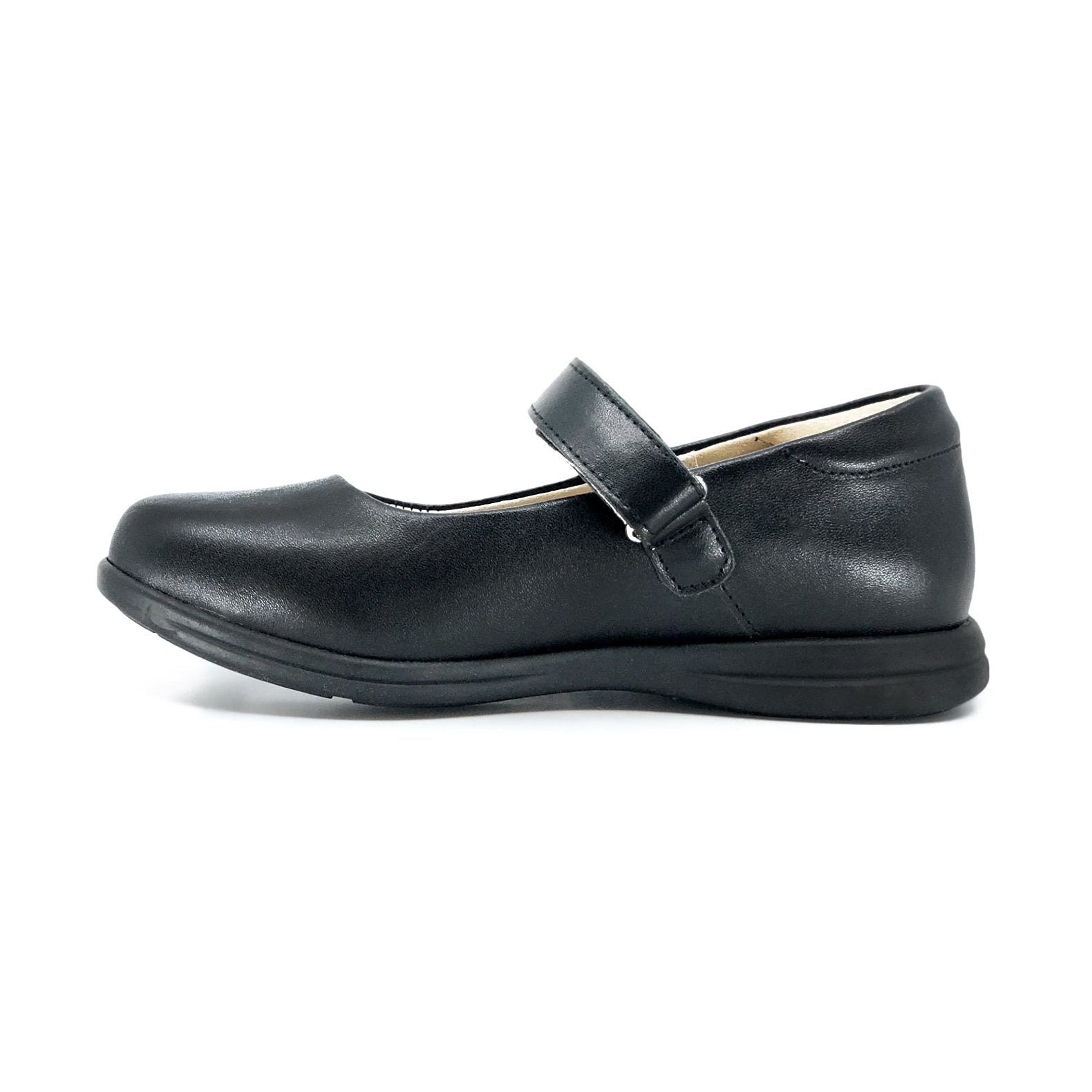 Barton Velcro Strap Leather School Shoes De Louvre Shoes